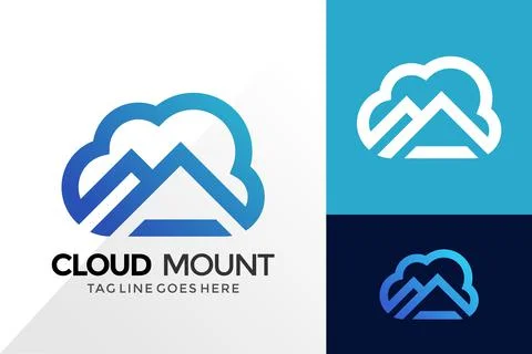 Cloud Mountain Logo Design, Brand Identity Logos Designs Vector Illustration  イラスト素材