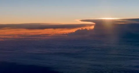 The cloud mountain over the cloud carpet Stock Photos