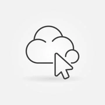 Cloud with Mouse Cursor vector thin line concept icon Stock Illustration