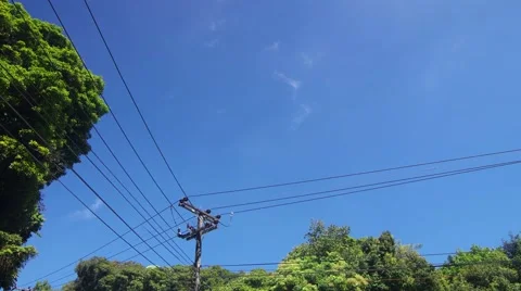 Cloud movement over the electrical line Stock Footage 47791802
