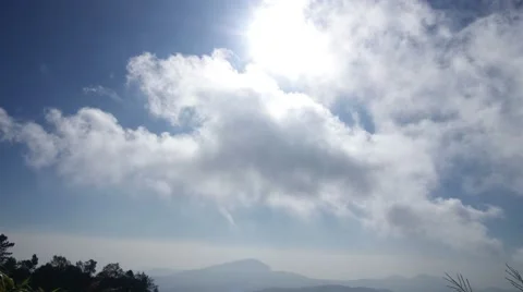 Cloud movement over the mountain with sun rise Stock Footage 47789000