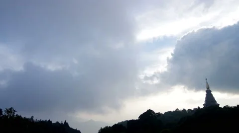 Cloud movement over the pagoda Stock Footage 47726786