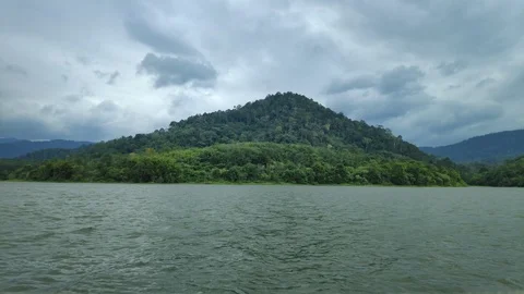 Cloud movements timelapse over the moutains at a lake Stock Footage 126000379