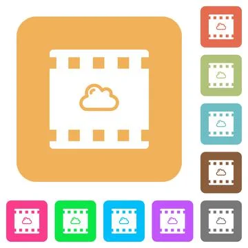 Cloud movie rounded square flat icons 스톡 일러스트