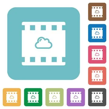 Cloud movie rounded square flat icons Illustrazione stock