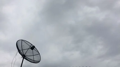 The cloud moving background and satellite device foreground Stock Footage 125181287