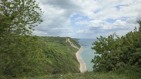 Cloud moving over coast. Stock Footage 130332893