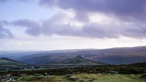 Cloud moving over Moorland Stock Footage 124700324