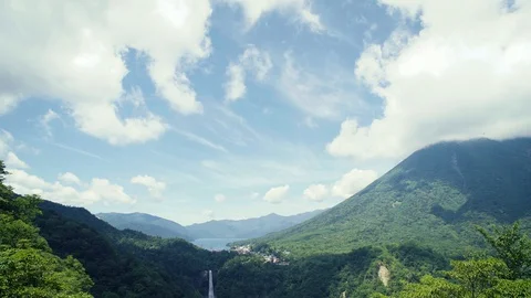 The Cloud moving over super nature mountain landscape and waterfall Stock Footage 128790727