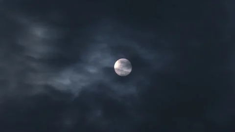 Cloud moving pass full moon and covering it in the night Stock Footage 237071738