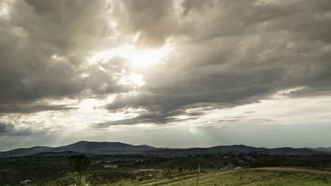 Cloud moving timelapse with sun at the background Видео 77167989