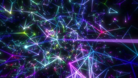 A cloud of multi-coloured particles spinning. Abstract geometric background Stock Footage 240865047