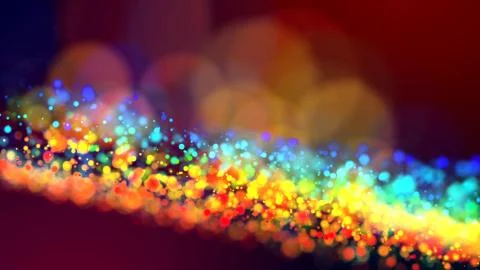 Cloud of multicolored particles in the air like sparkles on a dark background Stock Illustration