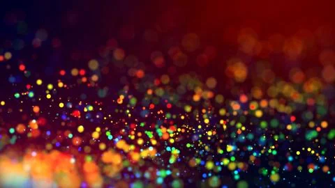 Cloud of multicolored particles in the air like sparkles on a dark background Stock Illustration