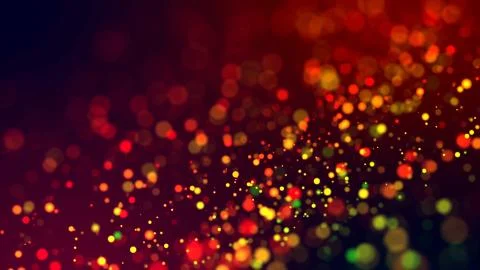 Cloud of multicolored particles in the air like sparkles on a dark background Stock Illustration
