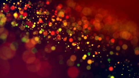 Cloud of multicolored particles in the air like sparkles on a dark background Stock Illustration