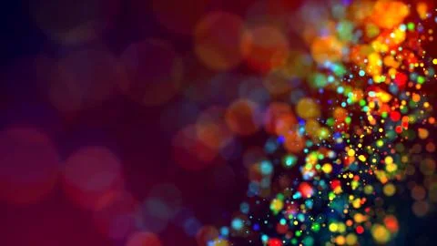 Cloud of multicolored particles in the air like sparkles on a dark background Stock Illustration