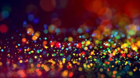 Cloud of multicolored particles in the air like sparkles on a dark background Stock Illustration