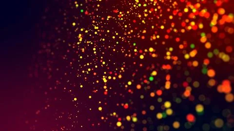 Cloud of multicolored particles in the air like sparkles on a dark background Stock Illustration