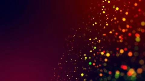 Cloud of multicolored particles in the air like sparkles on a dark background Stock Illustration