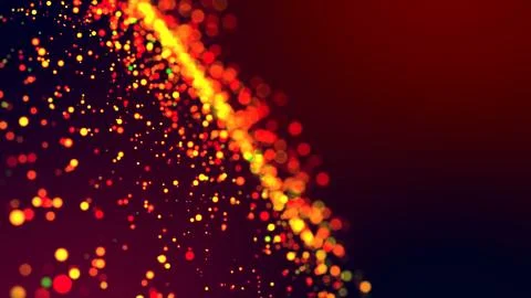 Cloud of multicolored particles in the air like sparkles on a dark background Stock Illustration