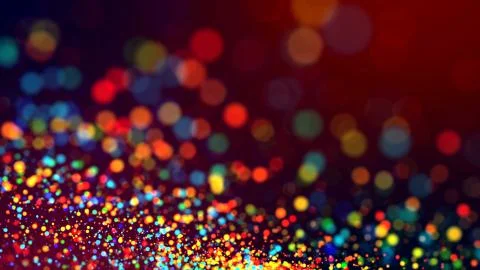 Cloud of multicolored particles in the air like sparkles on a dark background Stock Illustration