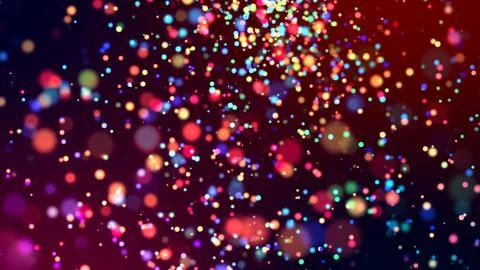 Cloud of multicolored particles in the air like sparkles on a dark background Stock Illustration