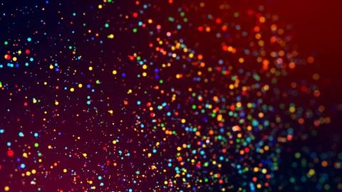 Cloud of multicolored particles in the air like sparkles on a dark background Stock Illustration