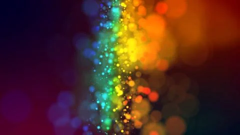 Cloud of multicolored particles in the air like sparkles on a dark background Stock Illustration