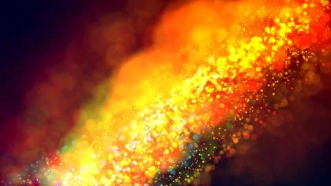 Cloud of multicolored particles in the air like sparkles on a dark background Stock Illustration