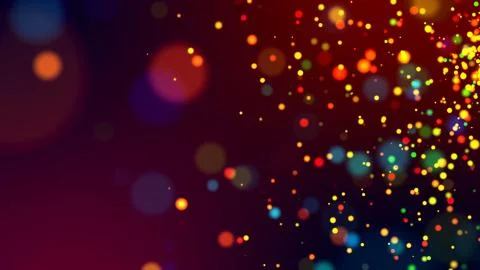 Cloud of multicolored particles in the air like sparkles on a dark background Stock Illustration