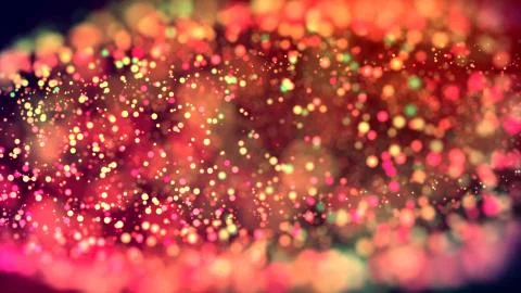 Cloud of multicolored particles in the air like sparkles on a dark background Stock Illustration
