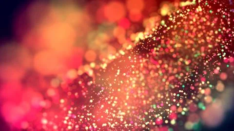 Cloud of multicolored particles in the air like sparkles on a dark background Stock Illustration
