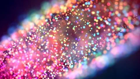 Cloud of multicolored particles in the air like sparkles on a dark background Stock Illustration