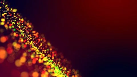 Cloud of multicolored particles in the air like sparkles on a dark background Stock Illustration