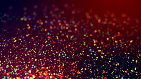 Cloud of multicolored particles in the air like sparkles on a dark background Stock Illustration