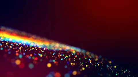 Cloud of multicolored particles in the air like sparkles on a dark background Stock Illustration