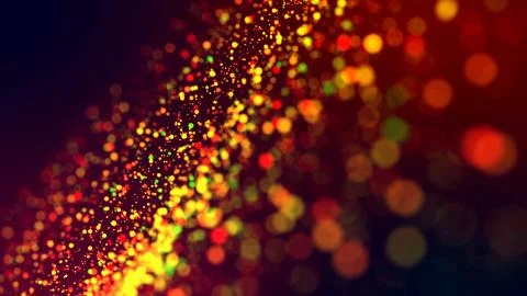 Cloud of multicolored particles in the air like sparkles on a dark background Stock Illustration