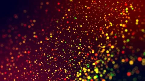 Cloud of multicolored particles in the air like sparkles on a dark background Stock Illustration