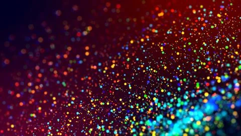 Cloud of multicolored particles in the air like sparkles on a dark background Stock Illustration
