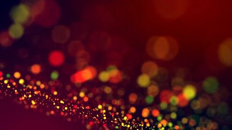 Cloud of multicolored particles in the air like sparkles on a dark background Stock Illustration