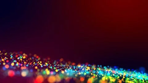 Cloud of multicolored particles in the air like sparkles on a dark background Stock Illustration