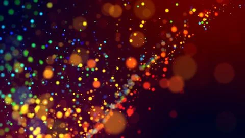 Cloud of multicolored particles in the air like sparkles on a dark background Stock Illustration