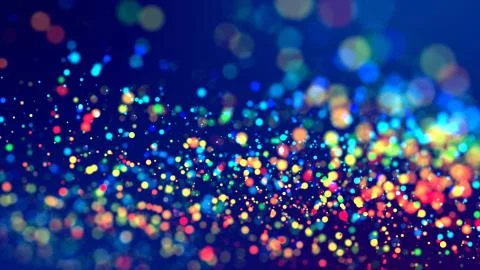 Cloud of multicolored particles fly in air slowly or float in liquid like Stock Illustration