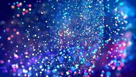 Cloud of multicolored particles fly in air slowly or float in liquid like Stock Illustration