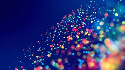 Cloud of multicolored particles fly in air slowly or float in liquid like Stock Illustration