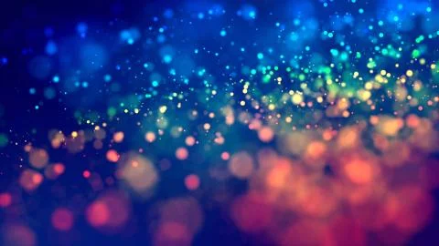 Cloud of multicolored particles fly in air slowly or float in liquid like 库存插图