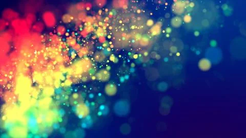 Cloud of multicolored particles fly in air slowly or float in liquid like 库存插图