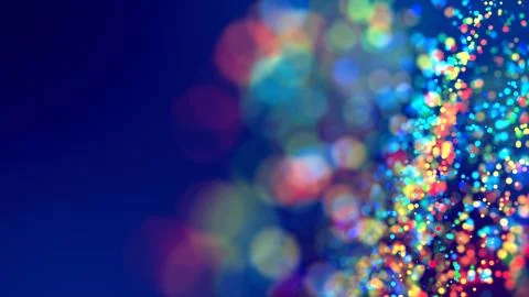 Cloud of multicolored particles fly in air slowly or float in liquid like Stock Illustration