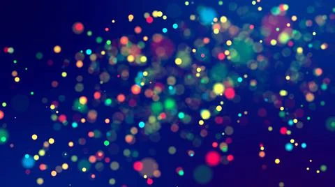 Cloud of multicolored particles fly in air slowly or float in liquid like Stock Illustration